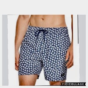 JACK SPADE MEN'S HIBISCUS FLORAL GRANNIS SWIM TRUNKS